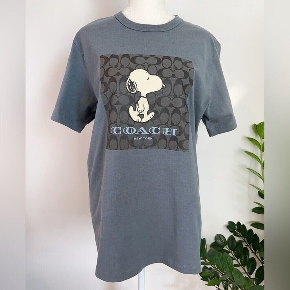 Coach X Peanuts XS CE544 Men’s Signature Snoopy T Shirt Navy NWOT Org $178 - Picture 10 of 12